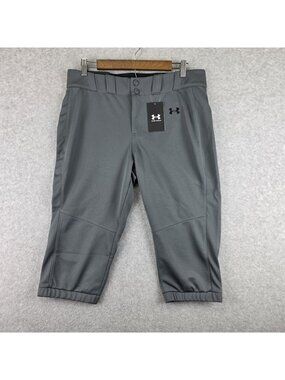 Under Armour Utility Softball Pants Womens L Gray Cropped Stretch NWT